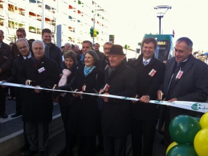 12.12.2014: Minister Hermann war bei der Eröffnung der neuen Tramlinie 8, die künftig grenzüberschreitend Basel mit Weil am Rhein verbinden wird