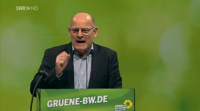 Winfried Hermann auf dem Landesparteitag der Grünen - SWR-Fernsehen am 10.11.2014