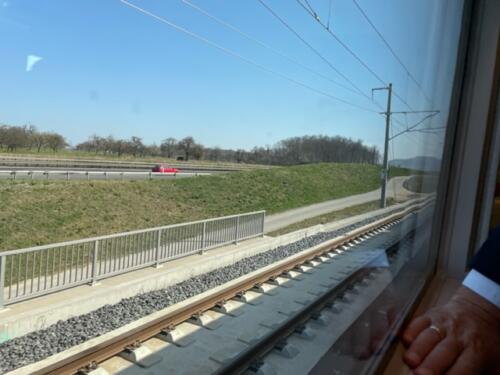 Am Montag den 28. März 2022 begleitete Verkehrsminister Winne Hermann den ICE auf der Neubaustrecken-Testfahrt mit Bahnvirstand Ronald Pofalla